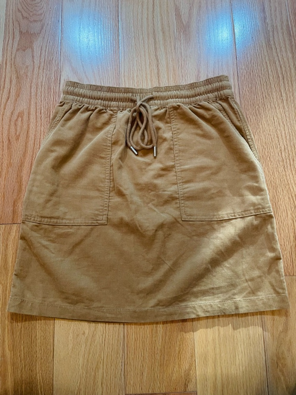 Casual Drawstring Corduroy Skirt in Camel